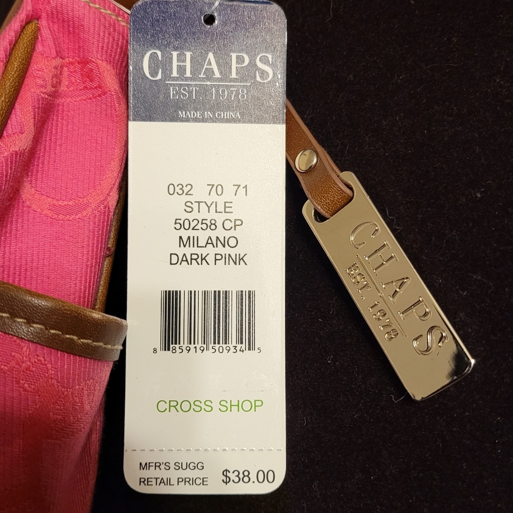 Vintage Ralph Lauren Chaps Milano Dark Pink Equestrian Buckle Purse New With Tag - Picture 10 of 16